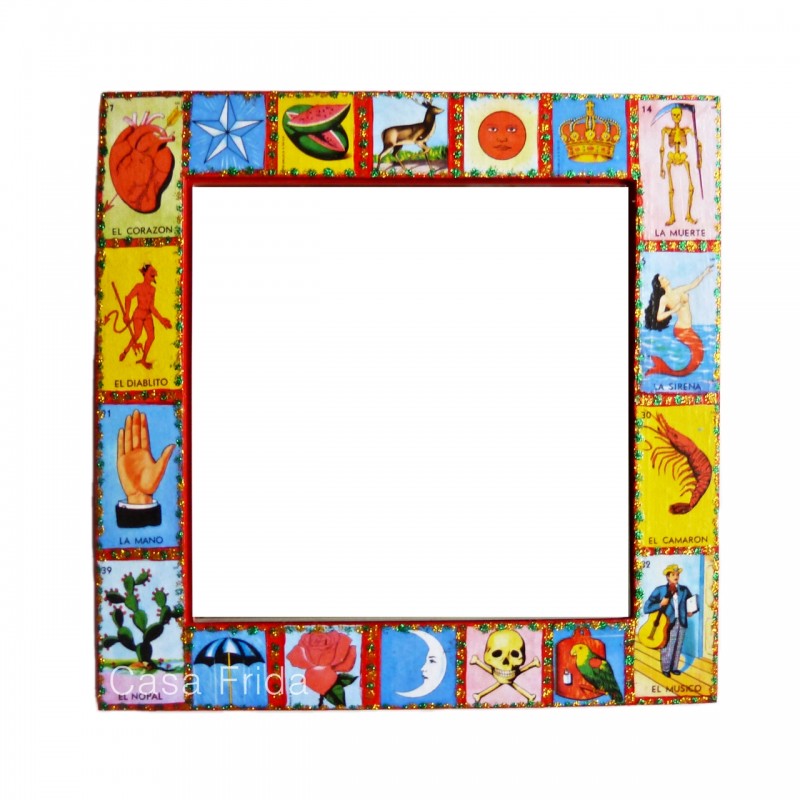 Espejo Loteria Rojo - Decoracion mexicano de pared - Casa Frida