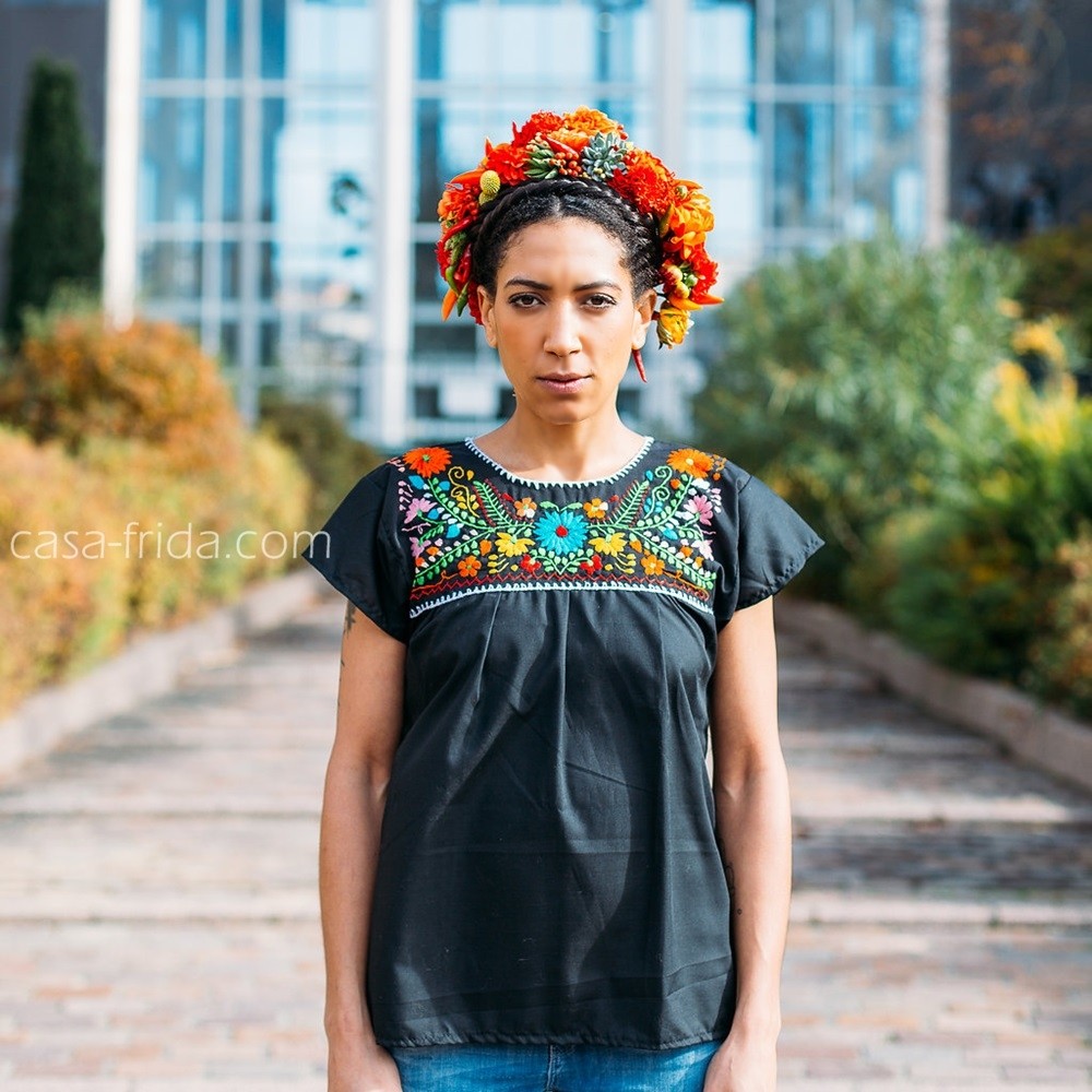 Blusa online negra mexicana