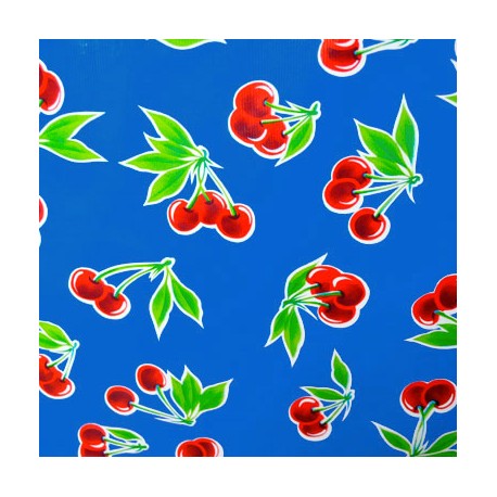 Blue Cerezas oilcloth