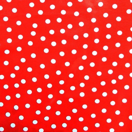 White Polka dots oilcloth