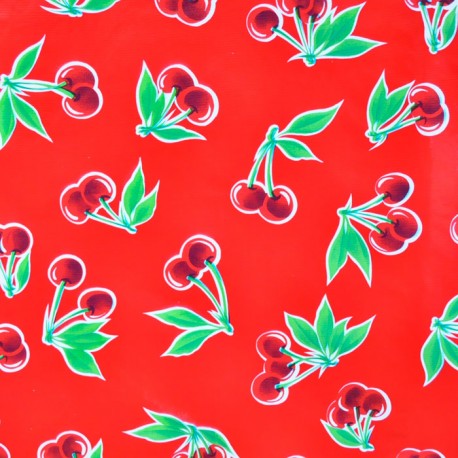 Red Cerezas oilcloth