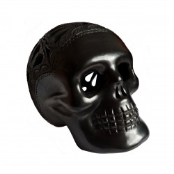 Large Barro Negro skull - Mexican black clay skull - Casa Frida