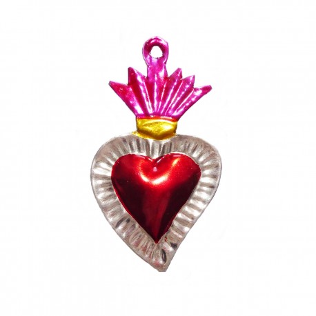Sagrado corazón con llama rosa
