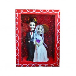 Caja de calaveras Los novios Rojo