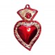 Tin sacred heart with flower - Red