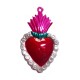 Coeur sacré à bordure fleurie - Rose - Déco mexicaine - Casa Frida