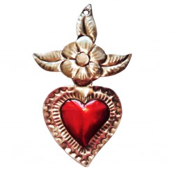 Tin sacred heart with big flower