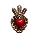  Sagrado corazón con flor y 3 hojas - Exvoto hojalata mexicana - Casa Frida