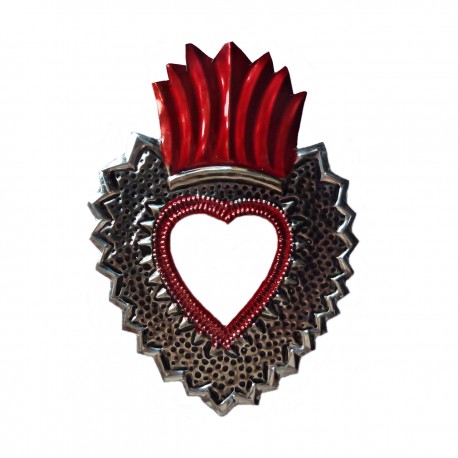 Sacred heart with cross and mirror