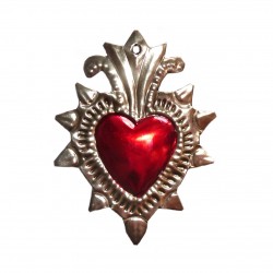 Tin sacred heart with spiked halo - Religous decor - Casa Frida