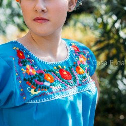 Blouse mexicaine Bleu