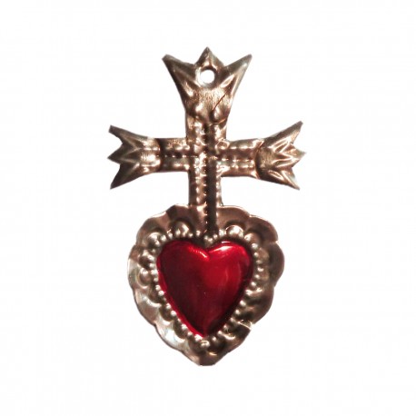 Sagrado corazón con flor y 3 hojas