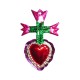 Tin sacred heart with 3 Tulips - Pink