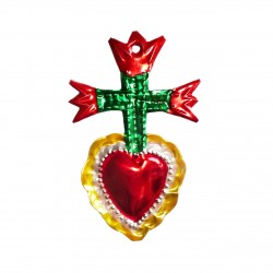 Coeur sacré avec 3 tulipes - Rouge