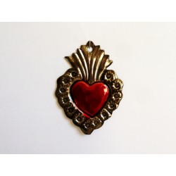 Ex voto coeur sacré avec bordure fleurie