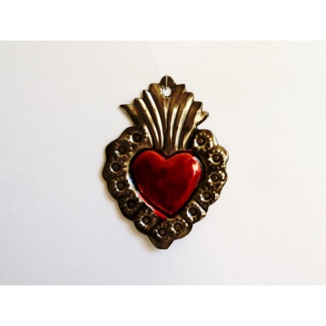 Ex voto coeur sacré avec bordure fleurie
