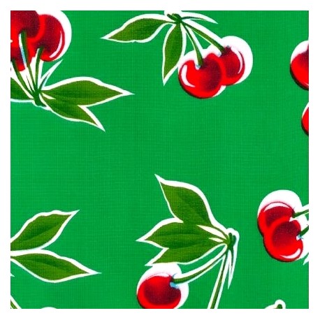 Green Cerezas oilcloth