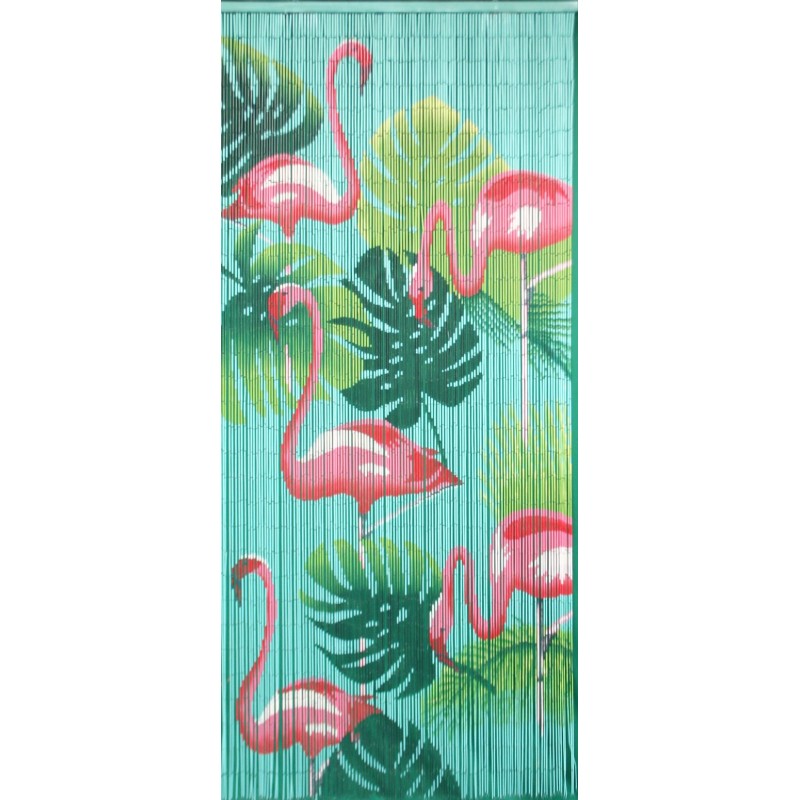 Door Curtain Flamingo Bamboo Beads, Beaded Door Curtain