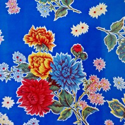 Hule Crisantemos Azul rey