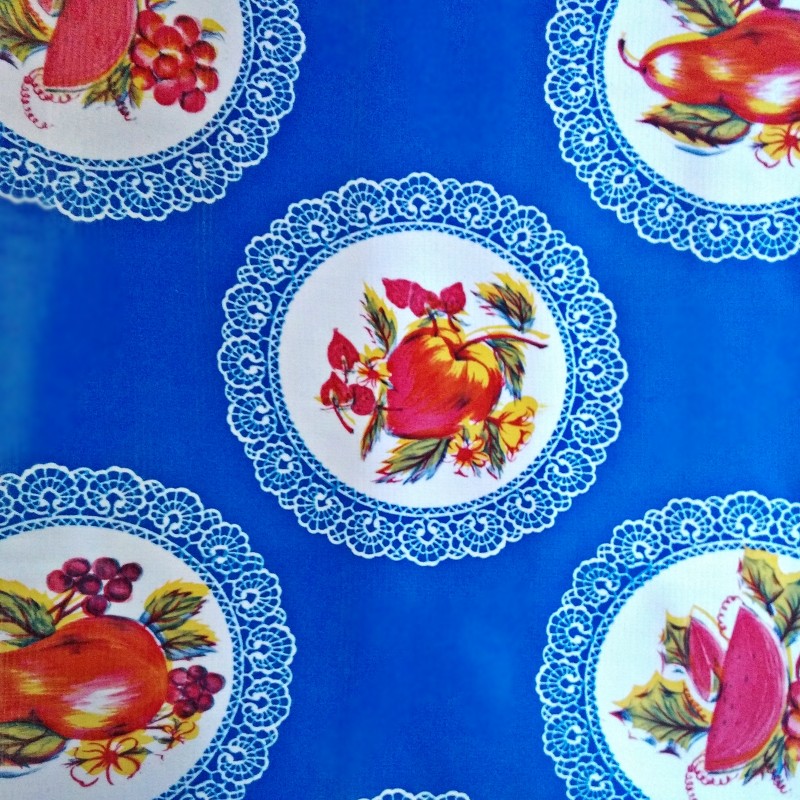 Oilcloth Carpetas Blue - Mexican tablecloth with doilies - Casa Frida