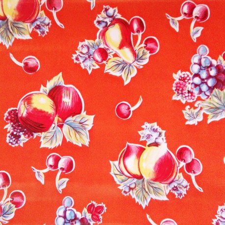 Oilcloth Verano Orange - Retro Mexican fruits tablecloth - Casa Frida