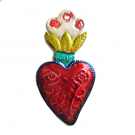 Sagrado corazón con flores Amarillo