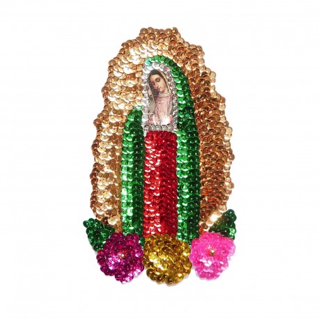 18cm Virgin of Guadalupe sequin patch