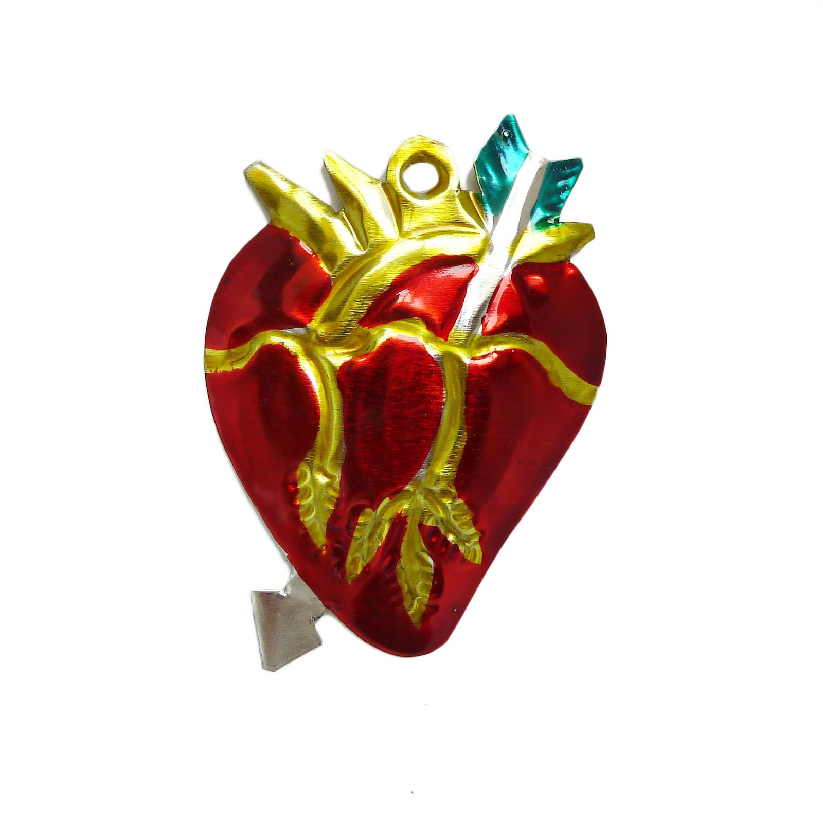 Anatomical heart tin ornament - Old school tattoo exvoto - Casa Frida