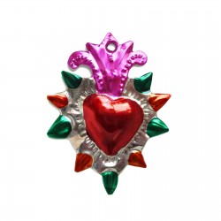 Tin sacred heart with spiked halo Pink