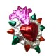 Tin sacred heart with spiked halo Pink