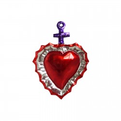 Tin sacred heart with cross Purple