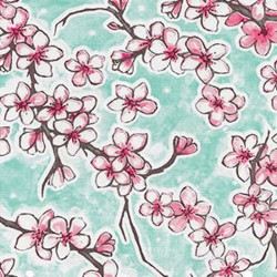 Turquoise Flor de cerezo oilcloth