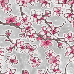 Grey Flor de cerezo oilcloth