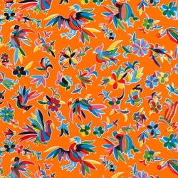 Orange Otomi oilcloth offcut