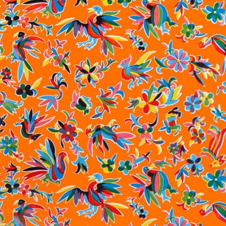 Orange Otomi oilcloth offcut