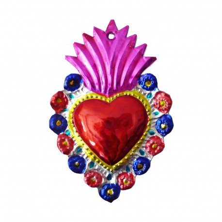 Sagrado corazón con flores Rosa