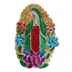 Parche lentejuelas Virgen de Guadalupe 45 cm