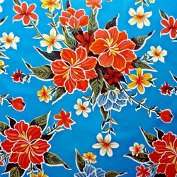 Blue Hibisco oilcloth offcut