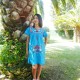 Robe courte brodée Turquoise