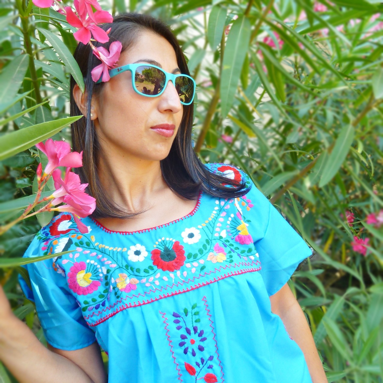 Turquoise embroidered dress hotsell