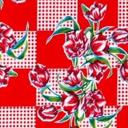 Red Tulipanes Oilcloth