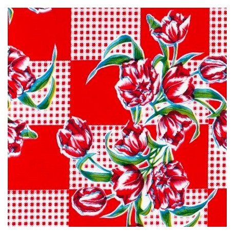 Red Tulipanes Oilcloth