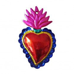 Coeur sacré à grande flamme Rose