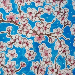 Royal blue Flor de cerezo oilcloth