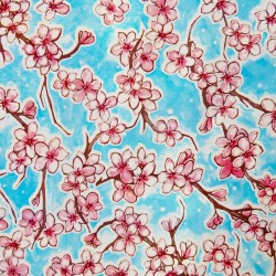 Blue Flor de cerezo oilcloth