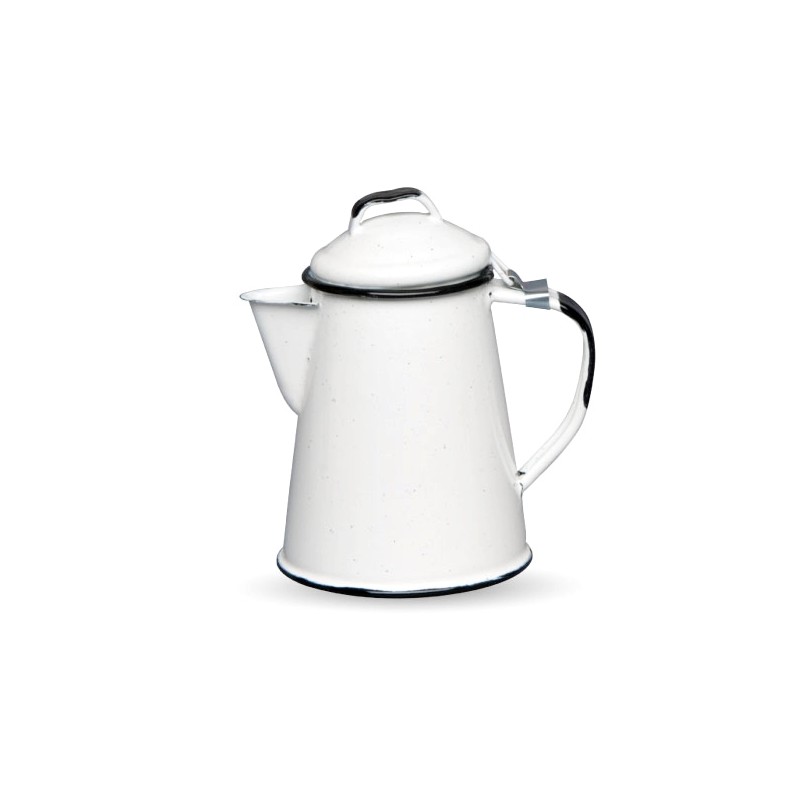 White Retro enamel coffee pot - Mexican coffee maker - Casa Frida