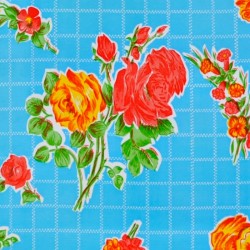Blue Rosedal oilcloth offcut