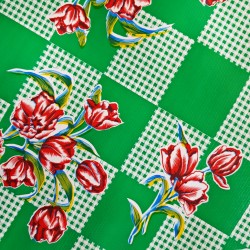 Green Tulipanes Oilcloth