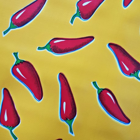 Hule Chiles amarillo - Hule mexicano para mesa a metros - Casa Frida