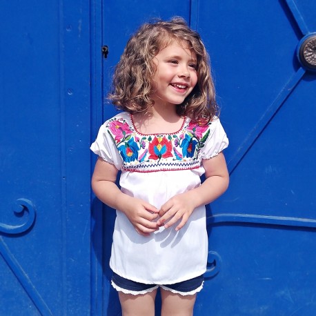 Blouse mexicaine enfant Blanc